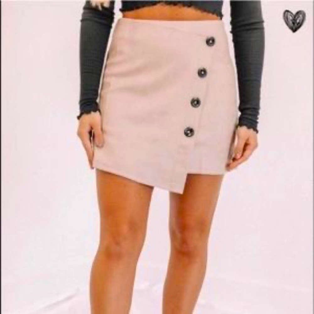 Shell Suede Button Down Skirt